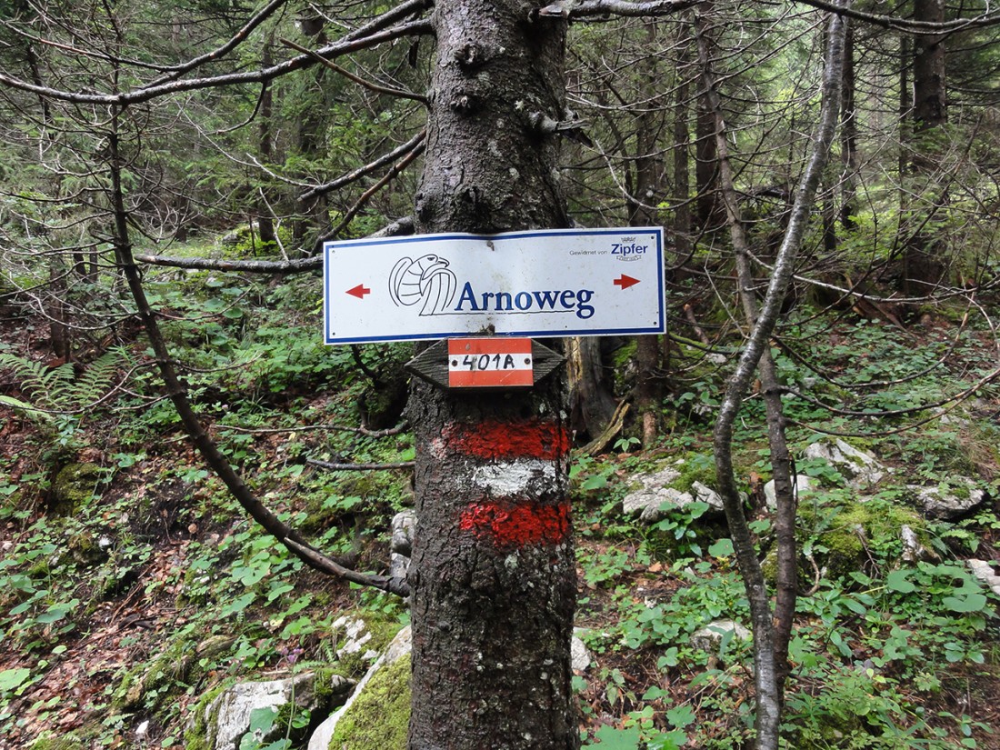 Arnoweg: Arnowegschild kurz vor der Hundsalm