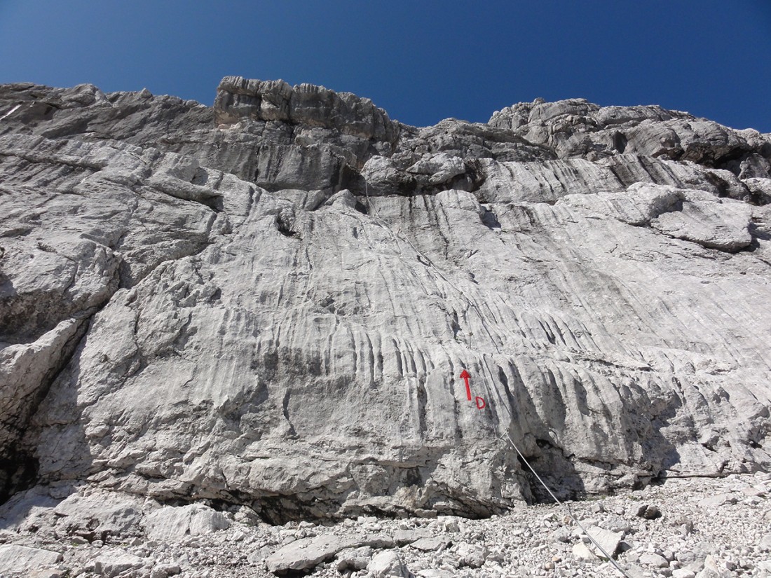 Arnoweg: Der Beginn des Klettersteigs Wilder Hund (D)