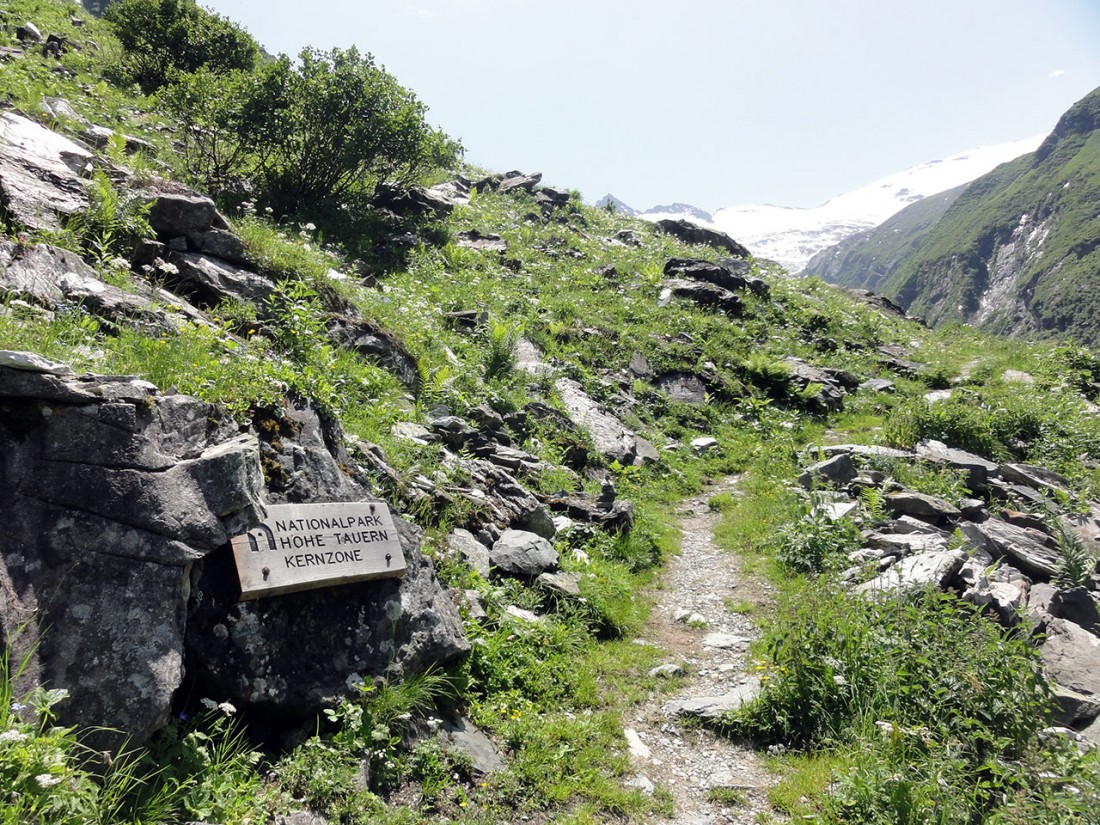 Arnoweg: Beim Aufstieg zur Neuen Thüringer Hütte betritt man die Kernzone des Nationalpark Hohe Tauern.