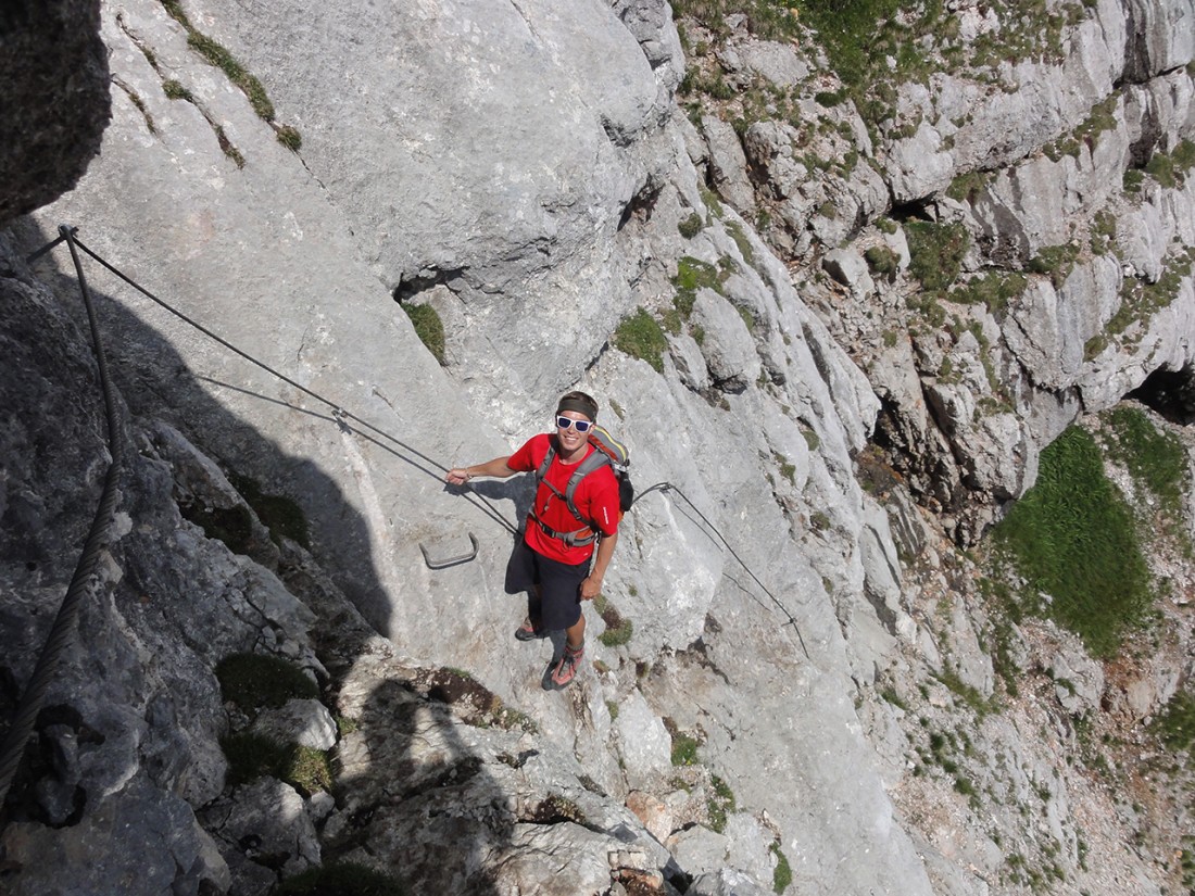 Arnoweg: Über einen leichten Klettersteig geht es wieder zurück zur Passauer Hütte